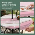thumbnail image 5 of Round Outdoor Tablecloth with Umbrella Hole and Zipper, Wood Grain Pink Tablecloth with Elastic Waterproof, Modern Geometric Watercolor Striped Patio Table Covers for 45" - 54" Picnic Pool Tables, 5 of 9