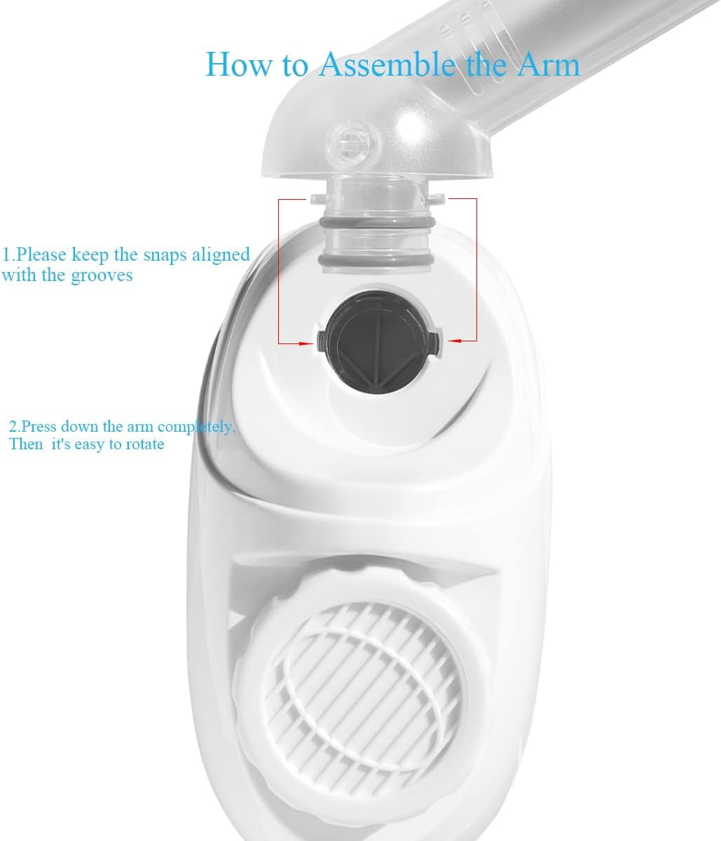 Quiet&Far Facial Steamer Warm Mist Humidifier with Extendable Arm & Adjustable Nozzle for Sinuses Moisturizing Unclogs Pores or deep Cleaning Skin Professional Facial Steamer at Home, White
