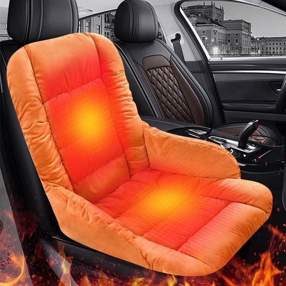 Fwttom Office Chair Cushion, Winter Heating Seat Cushion Integrated with Arms & Back Support, Cozy Solid Color Car Seat Cushion for Winter Insulation Lumbar Back Support