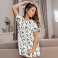 thumbnail image 3 of Fotbe Farm Roosters Bata de Dormir para Mujer con Estampado, Camisón de Algodón de Manga Corta, Ropa de Dormir Casual, 3 of 6