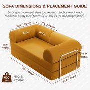 Modern 3-Person Convertible Sleeper Sofa Bed, 4-in-1 loveseat Sleeper, Comfy Removable Floor Couch for Living Room with Detachable and Washable Fabric