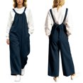 thumbnail image 2 of akafmk Corduroy Overalls for Women Adjustable Strap Wide Leg Jumpsuit Dressy Casual Long Pants with Pockets Fall Winter Outfits, Size 3XL, 2 of 8