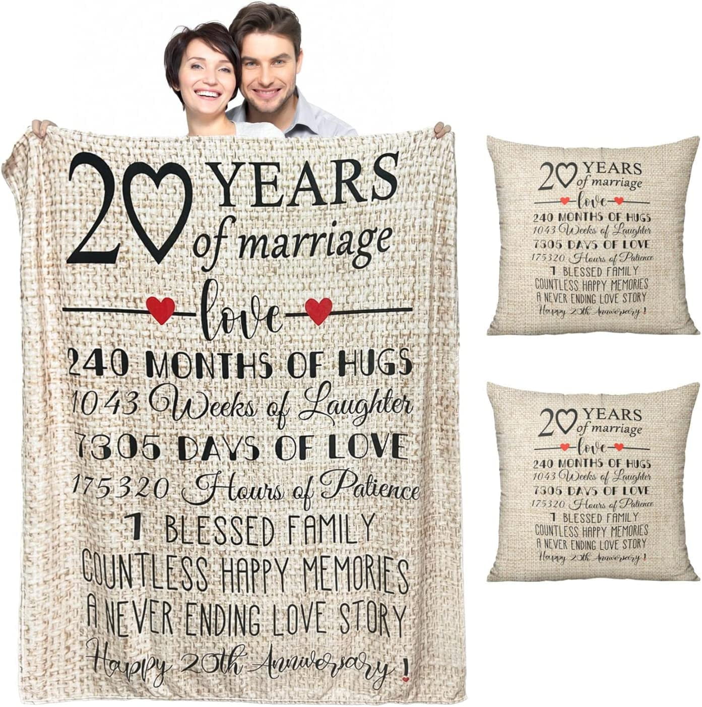 20th Wedding Anniversary Blanket Gift for Couple Wife Husband Her Him