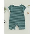 thumbnail image 4 of Arvbitana Infant Baby Boys Summer Jumpsuit Casual Stripe Print Short Sleeve Romper Bodysuit with Pockets for Newborn Infant Playsuit 0-18 Months, 4 of 7