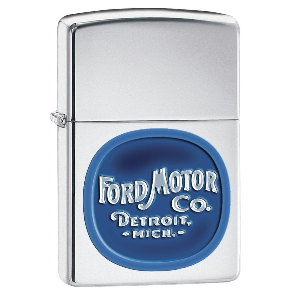 Zippo Lighter Vintage Ford Motor Co. Logo High Polish Chrome