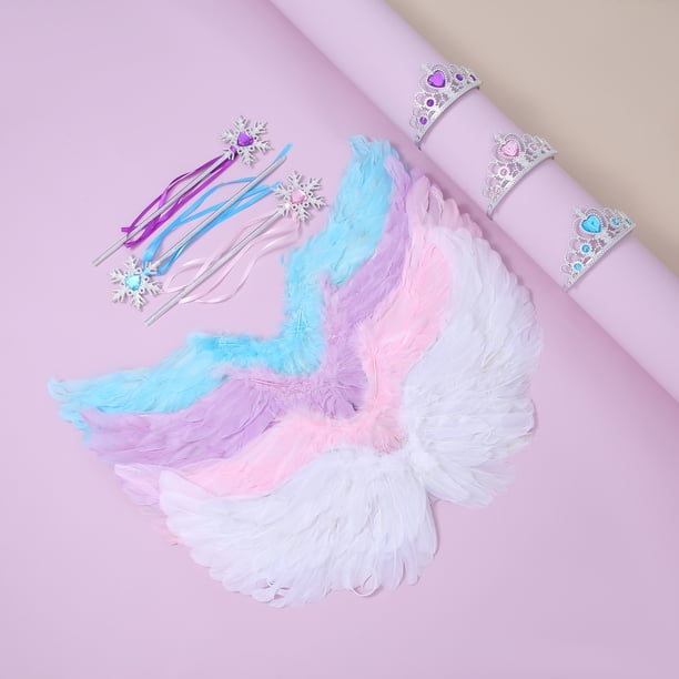 Kit Déguisement Ange Fille - Ailes, Auréole, Voile Tulle, Baguette Magique - Pour Halloween, Carnaval, Fête