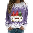 thumbnail image 2 of Craaazy Women's Fashion Christmas Snowman Printed Casual Round Neck Long Sleeve Loose Shirts Gifts, 2 of 4