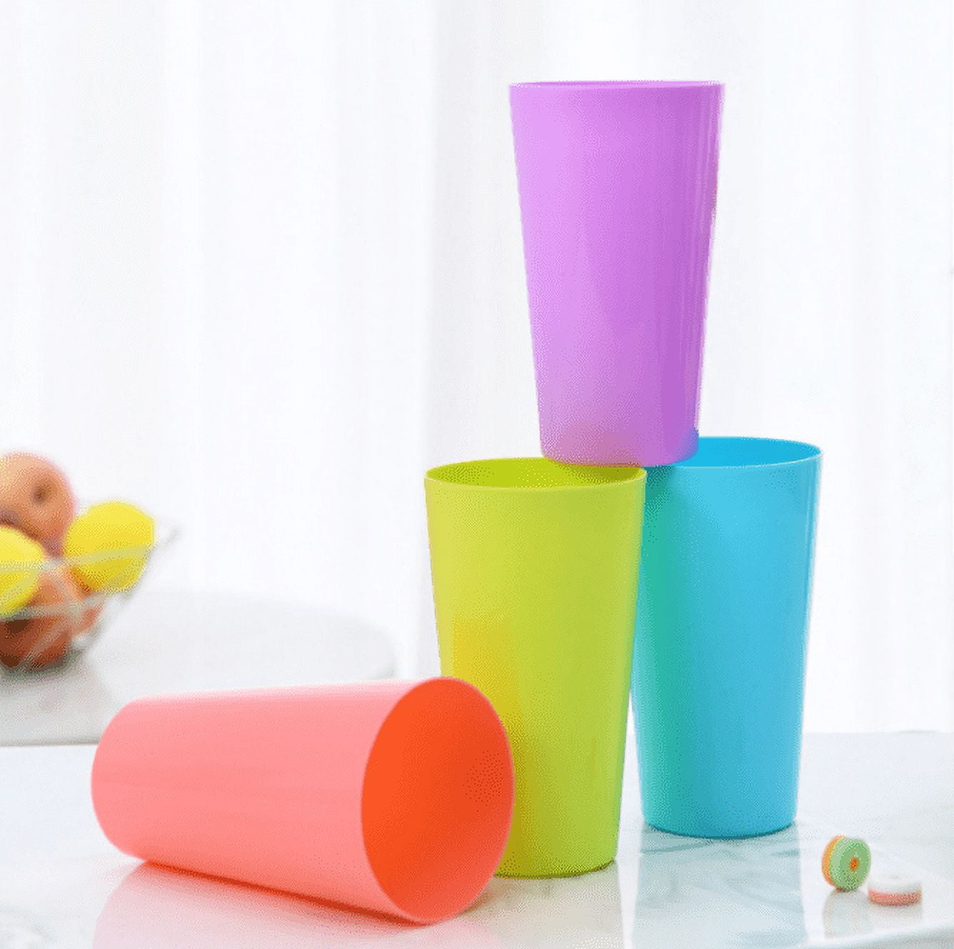 Large Plastic Cups set of 12 BPA-Free Dishwasher Safe Colorful Unbreakable  35-Ounce mixed Drinkware Tumbler