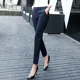thumbnail image 2 of Pantalones de mujer de nueve puntos con pierna recta y cintura alta, ajustados y gruesos, para trabajo en hoteles, color negro, 2 of 4