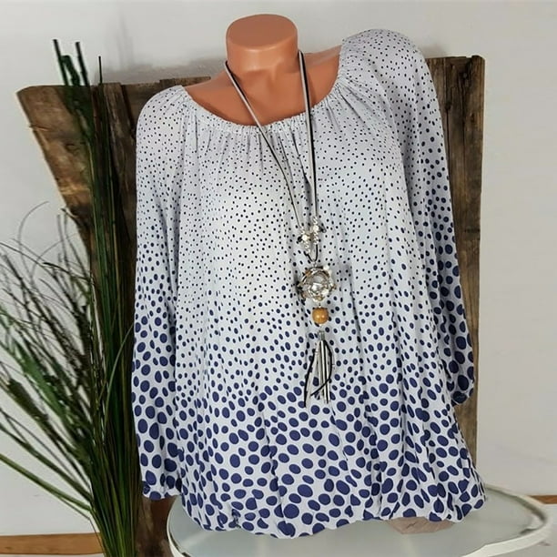 Akloker Akloker Women Polka Dot Elastic Square Neck Jumper Long Sleeve T Shirts White L Walmart Com Walmart Com