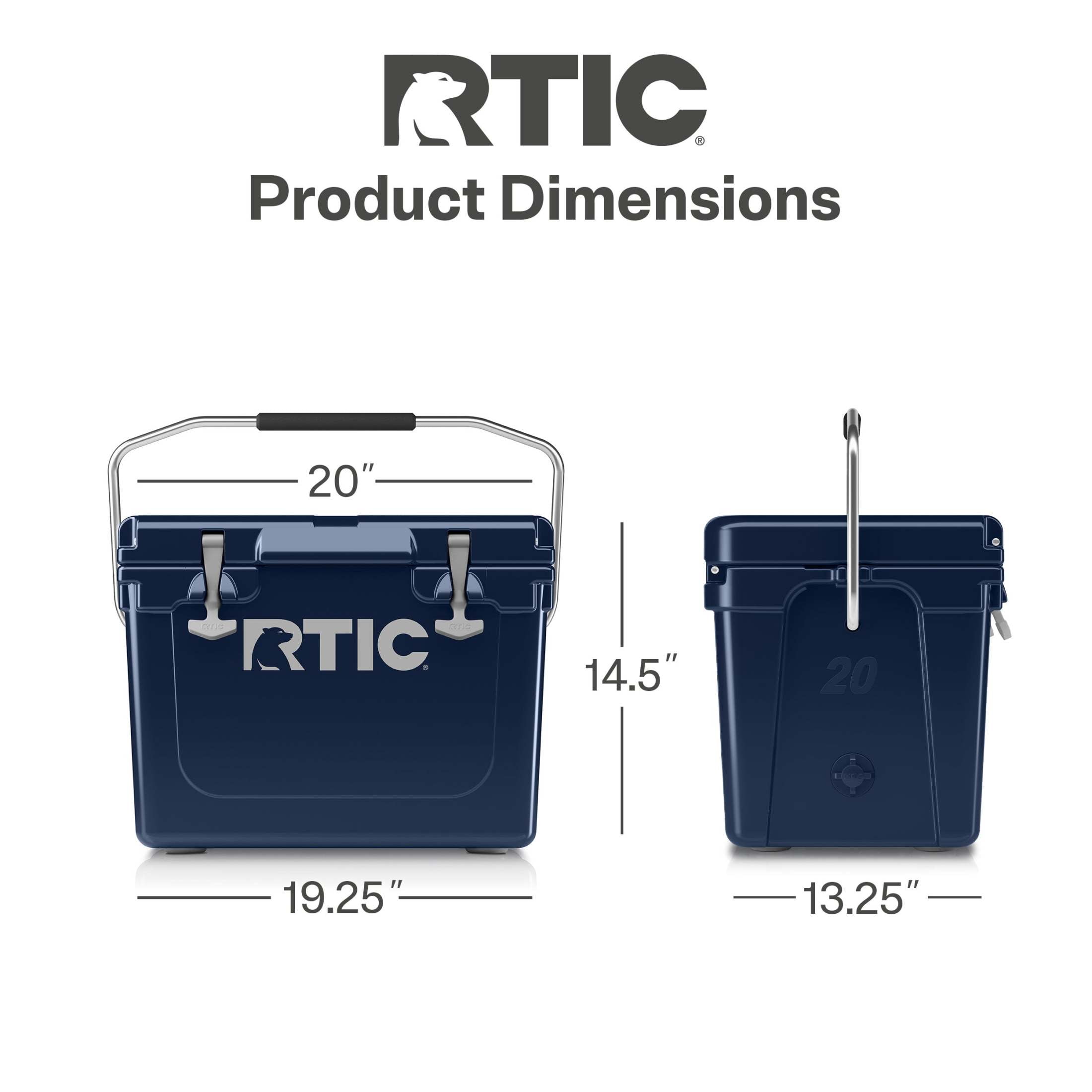 RTIC 20QT Ultra-Tough Rotomolded Cooler, Navy Blue, Fits 30