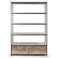 thumbnail image 3 of August 71.5 In. Light Brown Display Shelf Etagere Metal Frame Bookcase with Drawers, 3 of 4