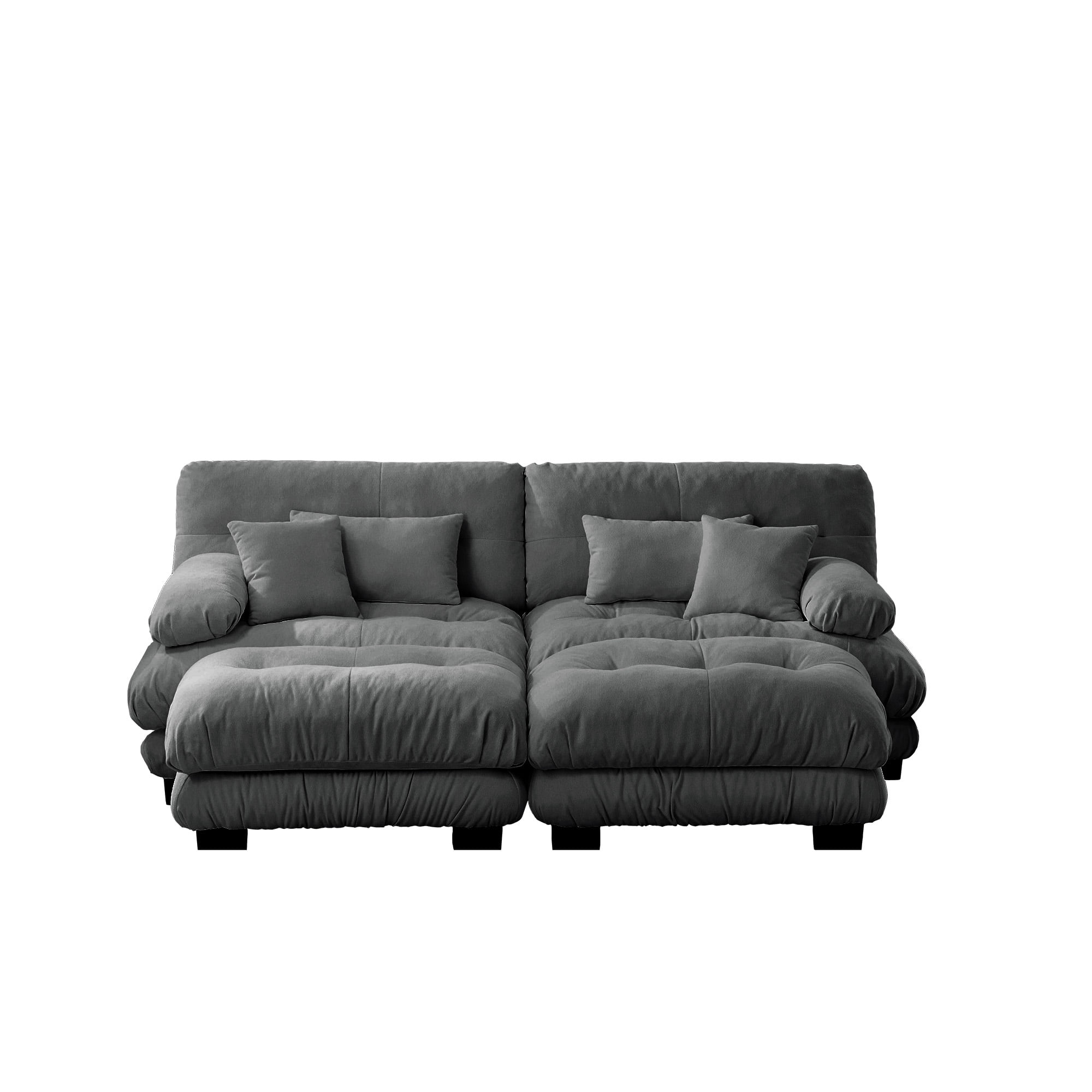 Gewnee Gray Chenille 3-Seater Sectional Sofa Modular Deep Seat Sofa Couch , Soft Comfy Upholstered Furniture for Living Room