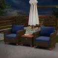 thumbnail image 4 of Gymax 3 PCS Patio PE Wicker Furniture Set Outdoor Conversation Bistro Set w/ Cushions Navy, 4 of 10