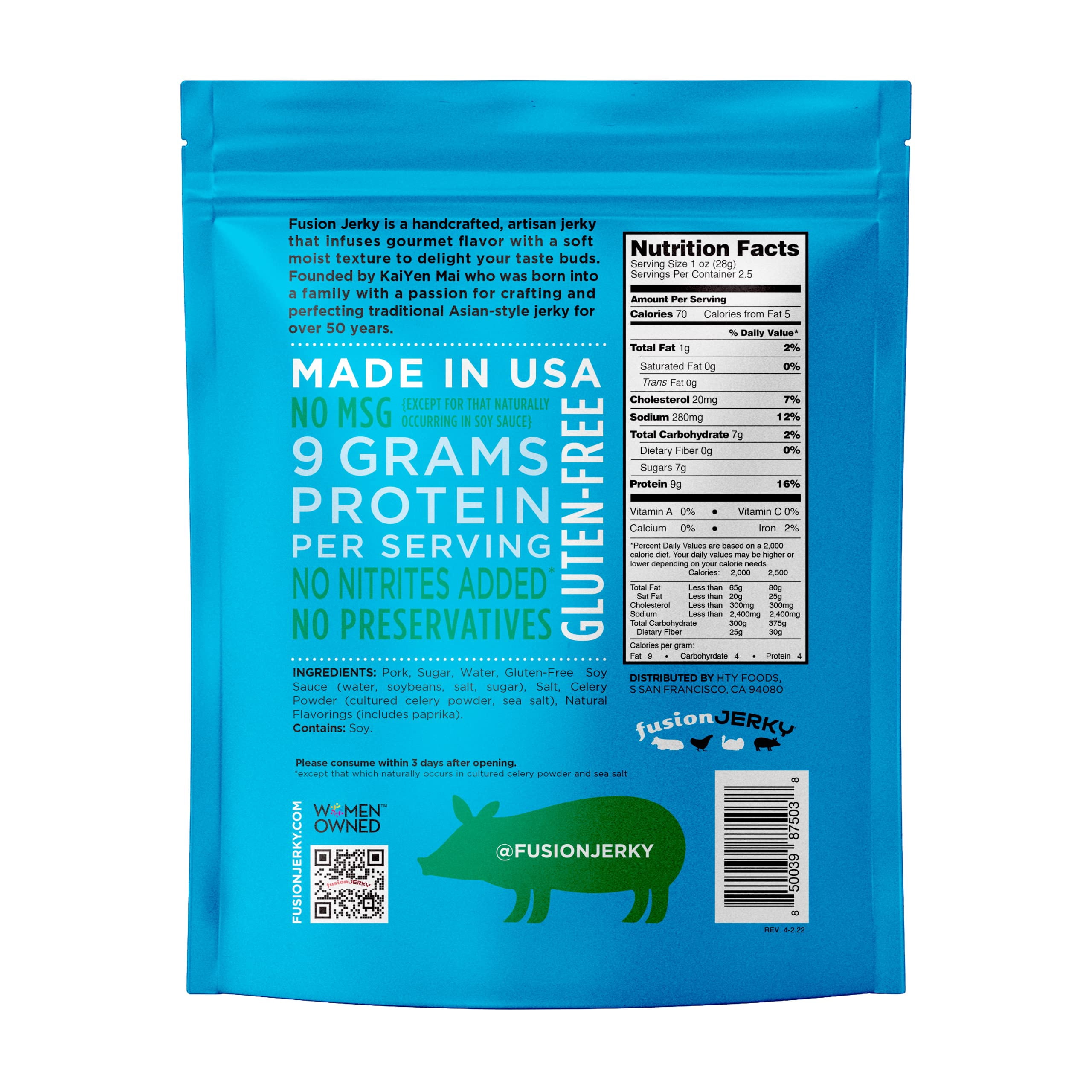 Fusion Teriyaki Pork Jerky 2.5 oz Pack Of 8