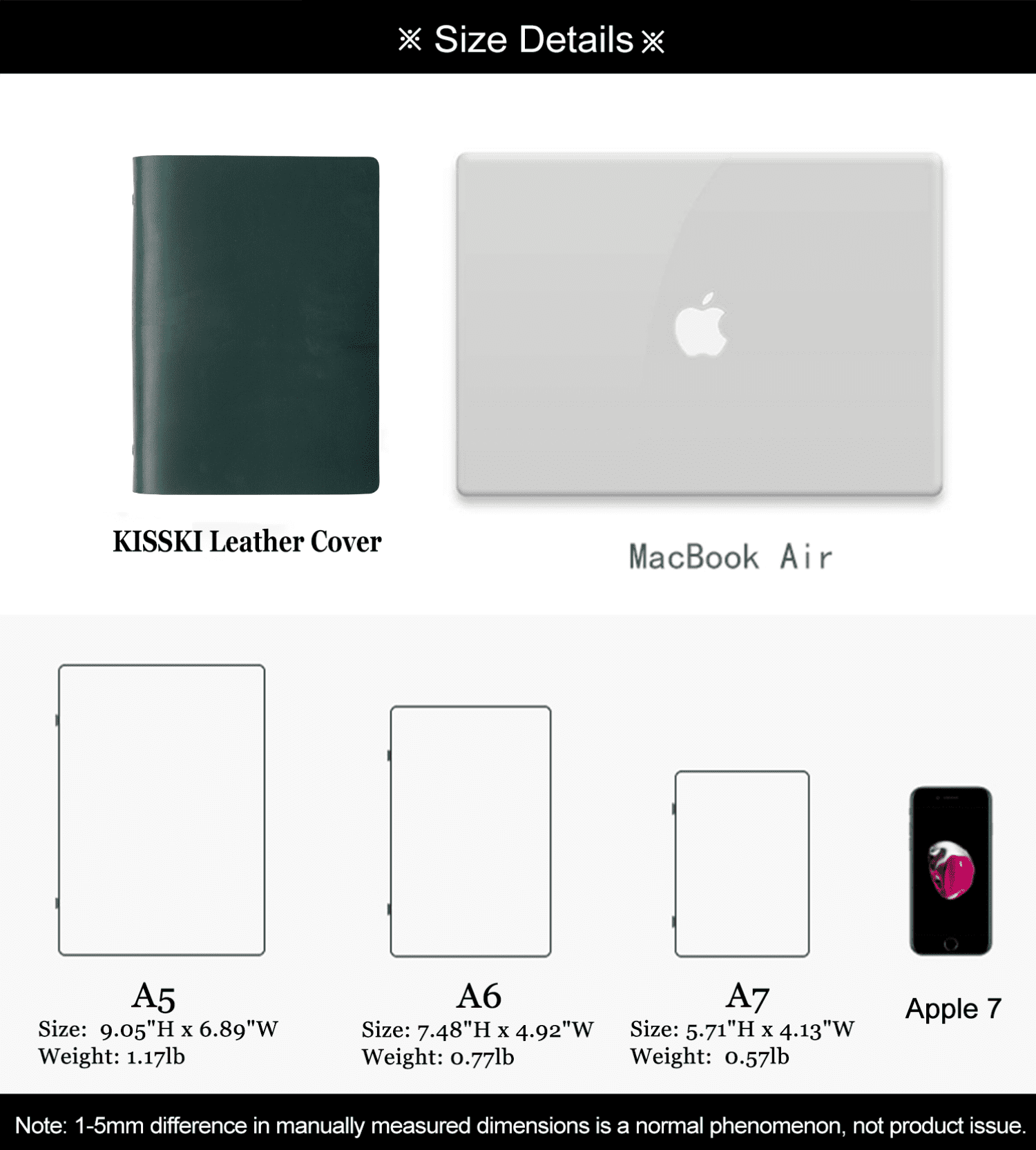 KISSKI·H Olvido A5 Leather Vintage Journal Notebook, 6 Ring Binder Travelers Diary Notebook with Lined, Refillable Writing Padfolio, Versatile Diary/Planner/Sketchbook/Scrapbook, Green