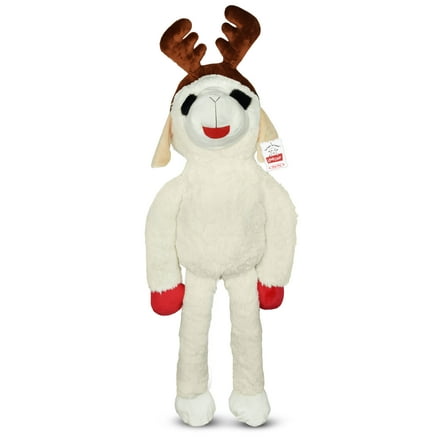 Multipet Plush Super Sized Holiday Lamb Chop Dog Toy, Reindeer with Antlers, 3Ft Tall, Limited Edition