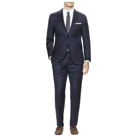 DTI GV Executive Men's Suit Two Button 2 Piece Modern Fit Jacket Pants Birdseye French Blue
