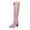 Pink, variant on Fesfesfes Knee Boots For Women Winter Plus Size Thick High-heeled Sleeve Snake Print Pointed Toe High Knee-length US:8.5(41)