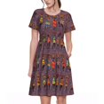 thumbnail image 1 of Easygdp African Women para Vestido Transpirable de Mujer, Vestido Suelto de Manga Corta con Pliegues y Bolsillos para el Verano, 1 of 6
