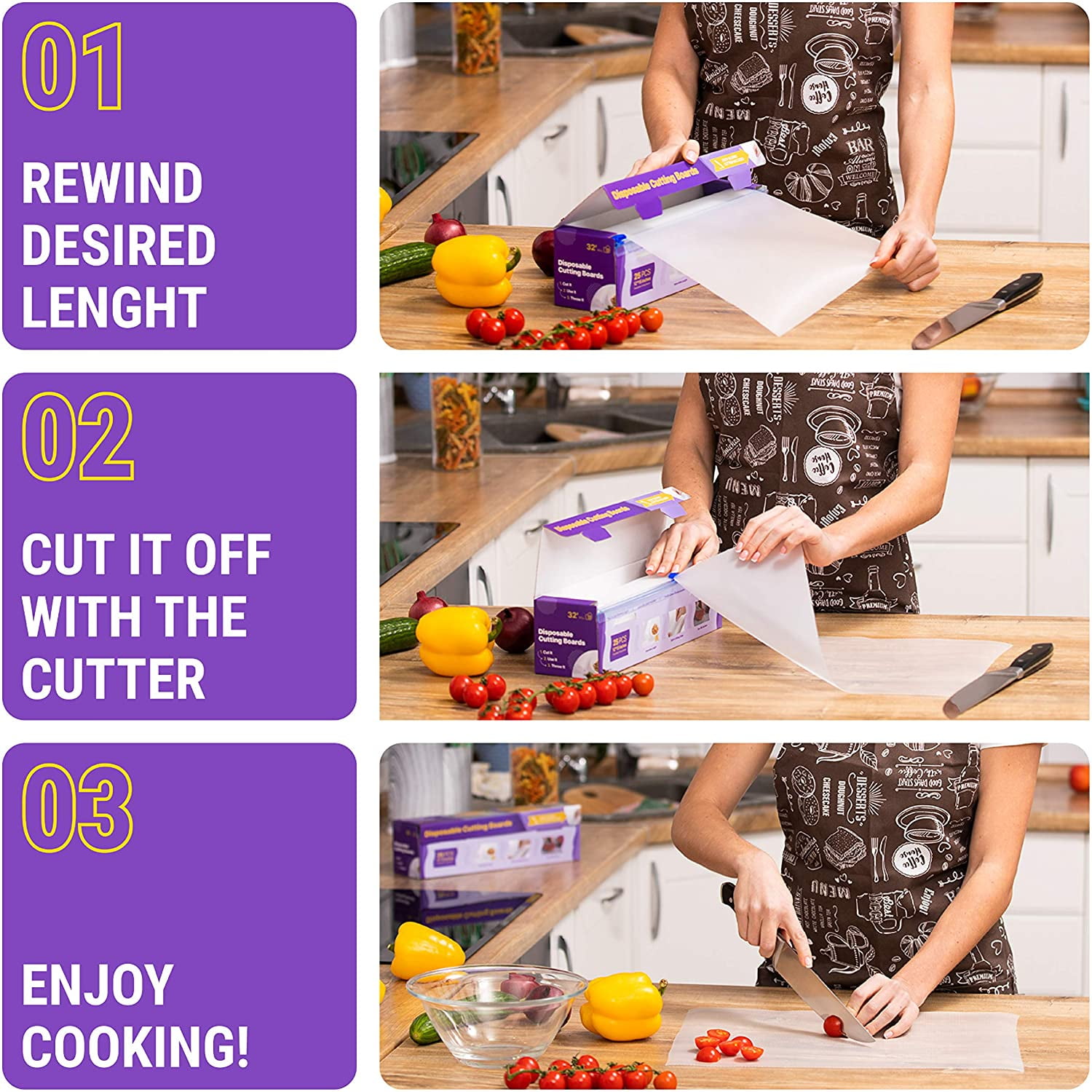 Disposable Plastic Cutting Board Sheets for BBQ & Camping - Large Flexible Chopping Boards - Cutting Mats for Kitchen and Outdoor 32'