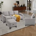thumbnail image 3 of Jarenie Modern Fabric L-Shapped Sofa Sectional Couche for Living Room Convertible Sofa with Ottoman, 3 of 8