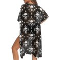 thumbnail image 5 of HELLHERO High Quality Fabrics Long Kimono Swimsuit Cover Up for Summer Loose Free Size Bathing Suit Cover Up Skull Floral, 5 of 6