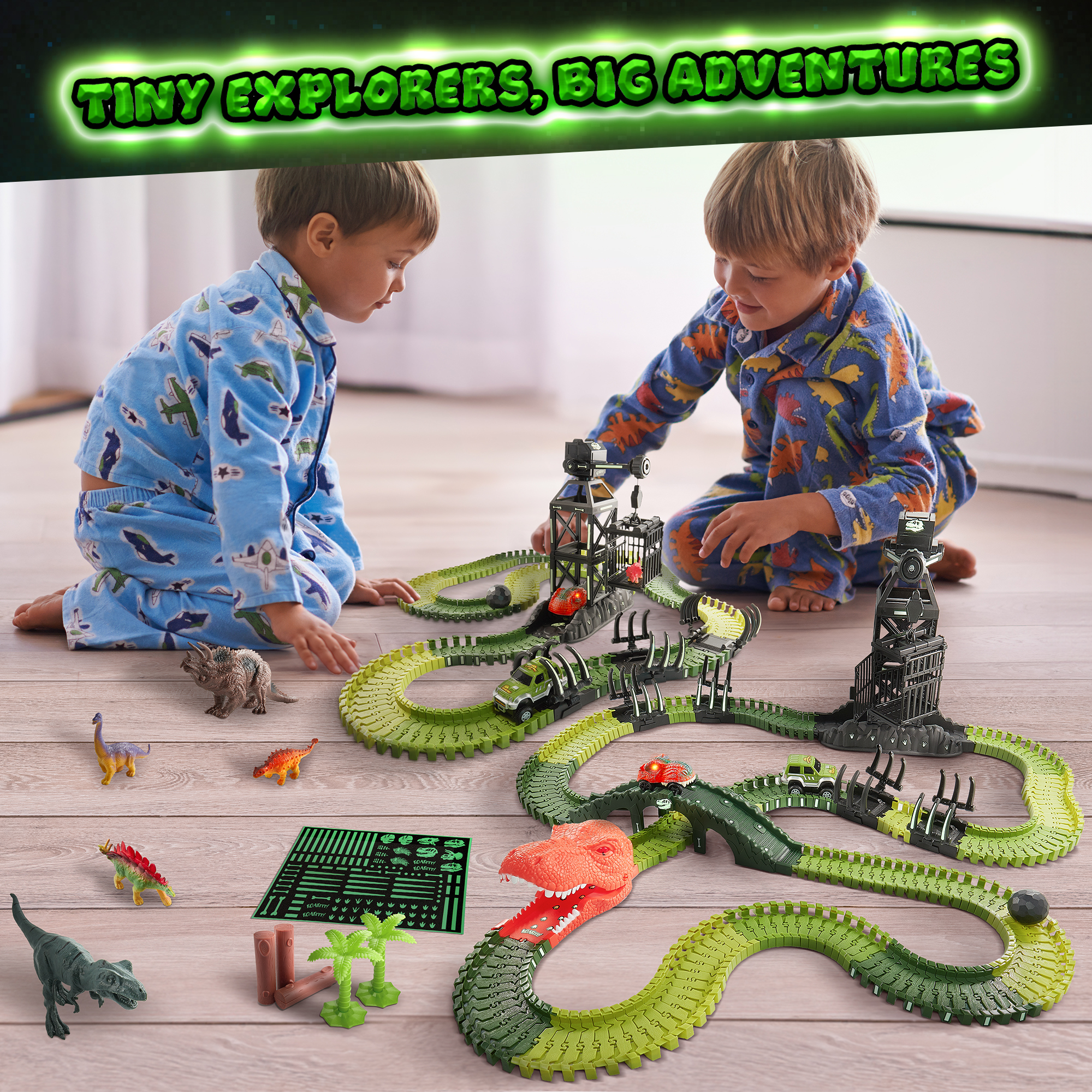 USA Toyz Dinosaur Race Track STEM Playset, 225 Pieces photo 5