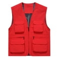 thumbnail image 2 of Guzom Mens Vest Cargo Jacket- Fall and Winter Casual Baggy Quick-Dry Thin Sports Hiking Comfy Mens Outwear Red Size XL, 2 of 4