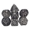 thumbnail image 3 of Uds. Dados con patrón de calavera hueca portátil exquisito juego de dados poliédricos de Metal accesorios para juego de cartas de mesa plata antigua, 3 of 9