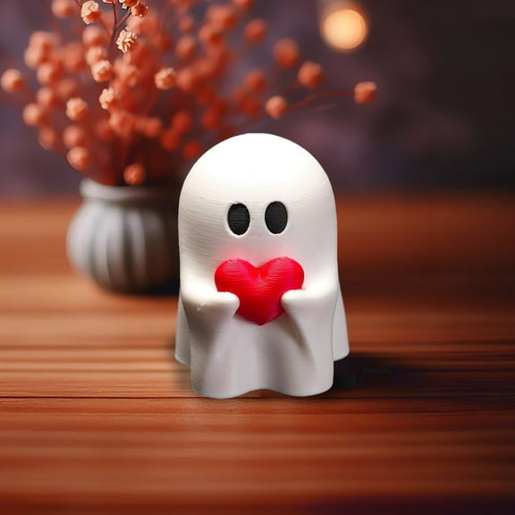 Halloween Ghost Decoration Lovely Ghost Holding Heart Desktop Ornament(White)