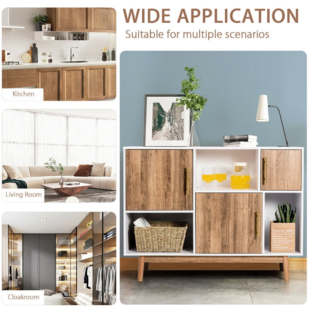 Finihen Storage Cabinet, Sideboard Storage Cabinet with Storage Compartments, for Living Room, Home, Office, Entryway, Brown