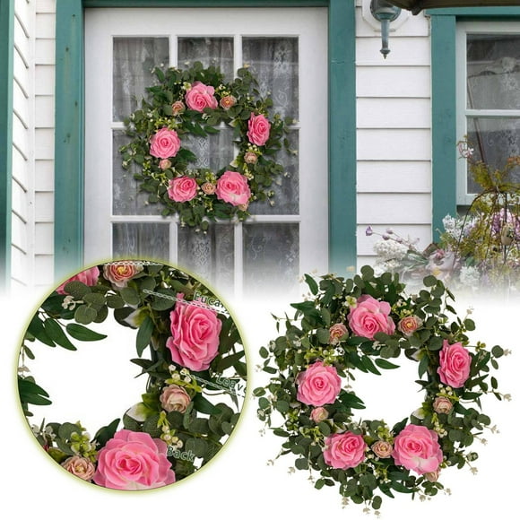 Wreaths for Front Door, Wreath Summer Front Door Wreath Hanging Flower Wreath Door Hanging Decoration Flower Wreath Decoration for Summer, Summer Door Wreath