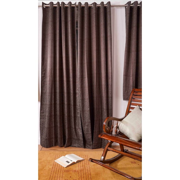 Kika Home Collections Handmade 48"x108" Modern Dark Brown Solid Decorative Grommet Curtains, 2 Count