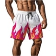 thumbnail image 6 of Ecqkame Mens Flame Graphic Shorts Fashion Cool Lightweight Running Athletic Shorts Drawstring Waist Casual Track Beach Shorts 04-Pink-B S, 6 of 9