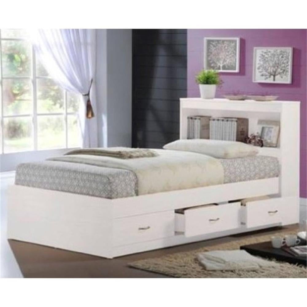 Pemberley Row Engineered Wood White Twin Captain Storage Bed Rectangular 85.6" Unassembled
