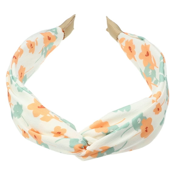 Unique Bargains Floral Knot Hairbands No Slip Fashion 1.93" Wide Hair Accessories Beige Headbands for Women