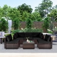 thumbnail image 3 of Gymax 6PCS Rattan Outdoor Sectional Sofa Set Patio Furniture Set w/ Black Cushions, 3 of 10
