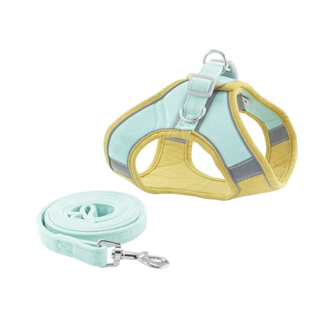 Correa de pecho para mascotas cálida de gamuza para otoño e invierno, reflectante, para perros pequeños y medianos, correa para el pecho, la espalda y los gatos