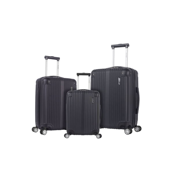 Rockland Luggage Berlin 3 Piece ABS Non-Expandable Luggage Set, Black ...
