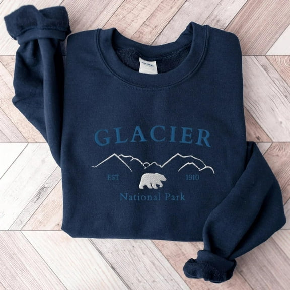 Glacier National Park Sweatshirt, Embroidered National Park Sweater, Glacier National Park, Unisex Sweatshirt-LINHKHA