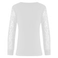 thumbnail image 3 of Blusa de mujer tops de encaje sexy túnica suelta camiseta larga tops de manga larga camisa larga con cuello en V, 3 of 5