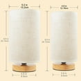 thumbnail image 4 of Small Bedside Table Lamp for Bedroom set of 2,Minimalist Wood Base & Round Fabric Shade,Mini Cute Cozy Warm Nightstand Boho Lamp set, Study Desk Night Stand Light for Room, Dorm,Nursery,Living Room, 4 of 9