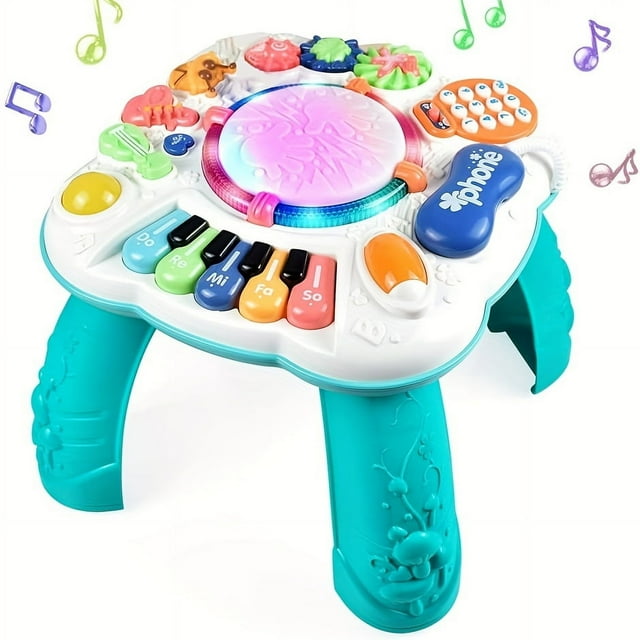 QJUHUNG Educational & Fun Musical Play Table for Toddlers Interactive Cognitive Development Activity Center for Boys & Girls Ideal Gift
