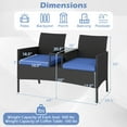thumbnail image 3 of Gymax Causeuse de Patio avec Table Intégrée, Coussins Doux et Dessus de Table en Verre Trempé, 3 of 10