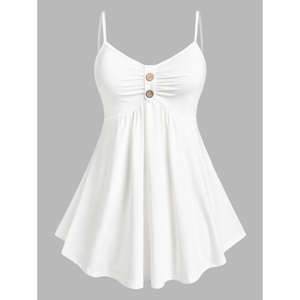 Top Talla Extra Cami Tipo Falda Acanalada Rosegal Camisetas sin mangas de talla grande
