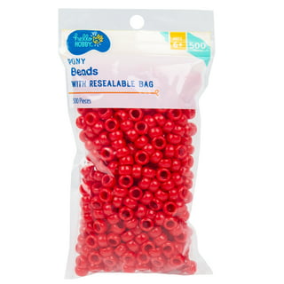 Pony Beads, Opaque, 6x9mm, 100-pc, Red