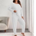 thumbnail image 2 of Women Oversize 2 Piece Loungewear Sevevn Set Long Sleeve Pocket Top Jogger Pants Soft Casual Sleep Outfit Multiple Solid Shades, 2 of 4