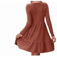thumbnail image 3 of Women's Sweater Dress Fall Knit Crew neck Pullover Dresses Casual Long Sleeve High-elasticity base skirts for autumn and winter, 3 of 6