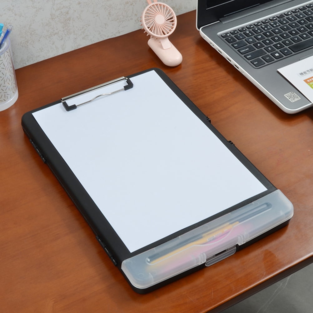 Guiyong 2pcs A4 Clipboard File Clip Multifunction Paper Holder Memo Folder Board Pen A4 Paper Container Box